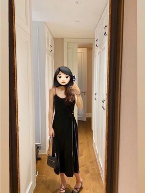 Classic Black Slip Dress with Straps